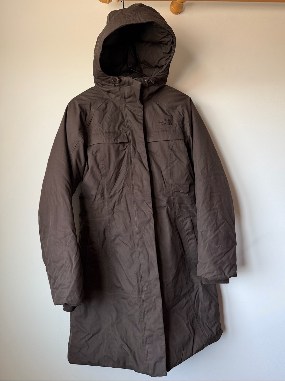 Women’s The North Face HyVent down parka coat size small chocolate brown - Picture 5 of 16